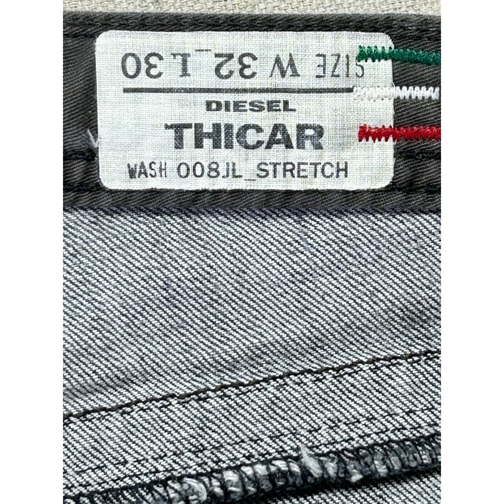 DIESEL THICAR Men's 32 Black Denim Jeans MADE IN ITALY Stretch Selvedge 008JL - Picture 7 of 13